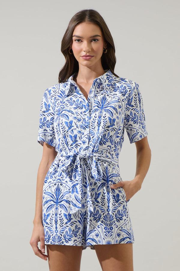 sugarlips Romina Tropical Soria Button Up Romper