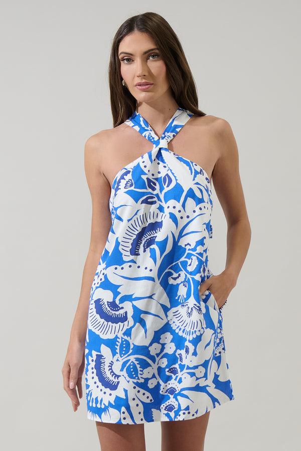 sugarlips Ronan Floral Amory Halter Mini Dress