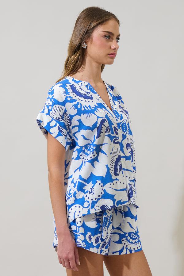 Sugarlips Ronan Floral Miah Split Neck Blouse