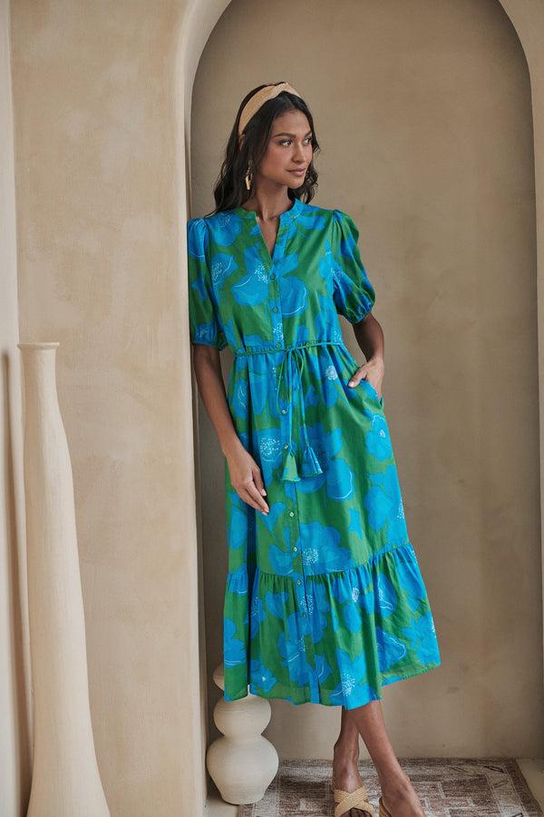 sugarlips Rori Floral Beth Button Down Midi Dress