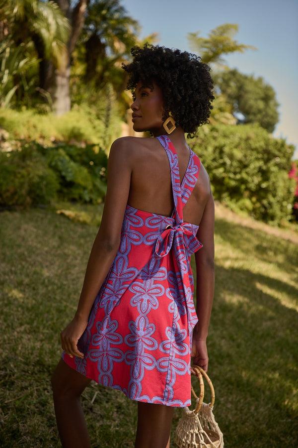 Sugarlips Rory Abstract Amory Halter Mini Dress