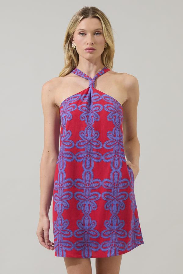Sugarlips Rory Abstract Amory Halter Mini Dress