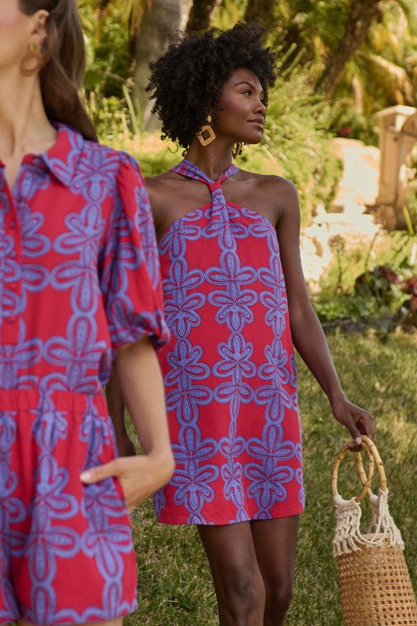 sugarlips Rory Abstract Amory Halter Mini Dress