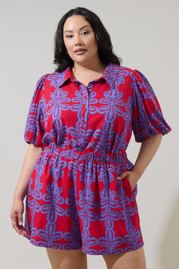 sugarlips Rory Abstract Collared Shirt Curve