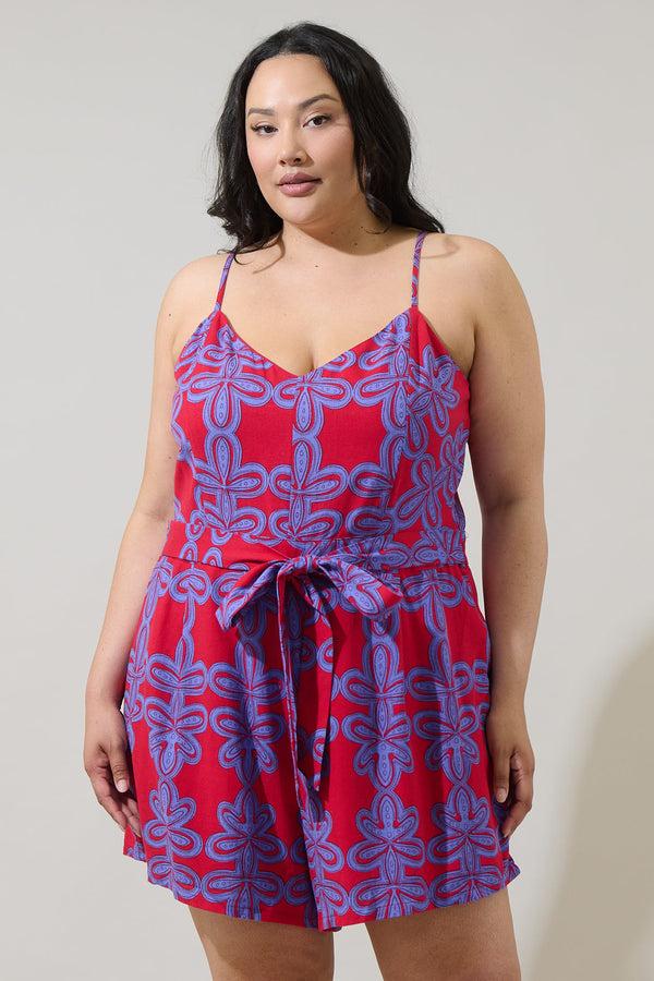 sugarlips Rory Abstract Kirsten Tie Romper Curve