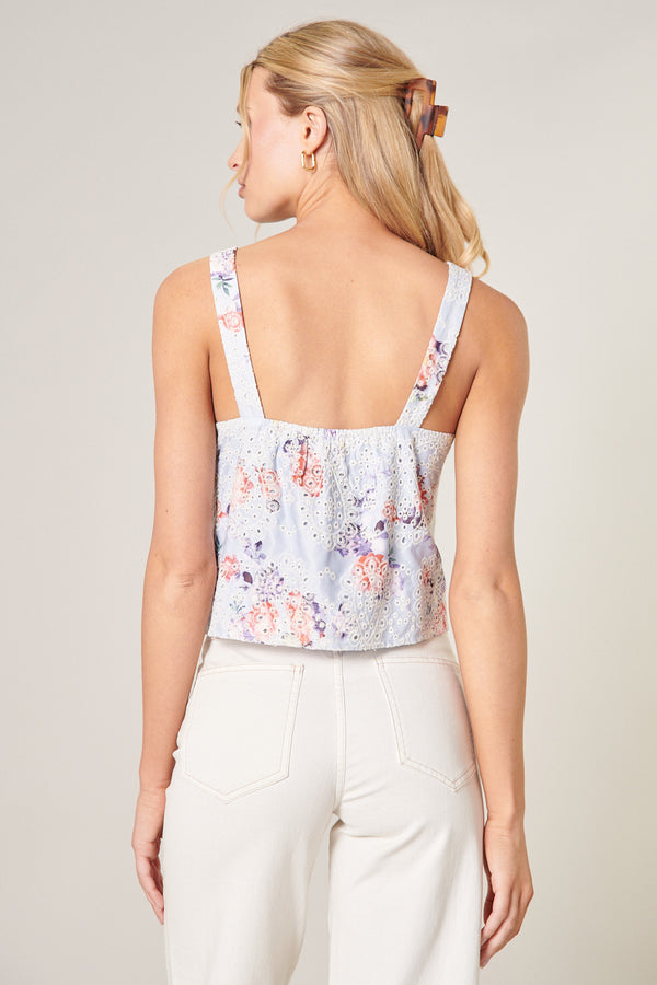 Sugarlips Rosalia Floral Eyelet Cropped Top