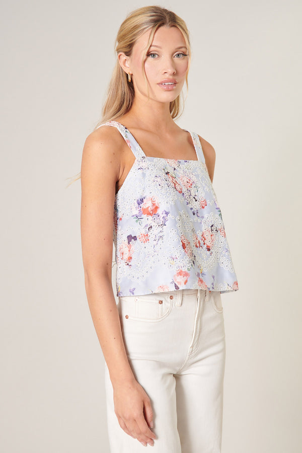 Sugarlips Rosalia Floral Eyelet Cropped Top