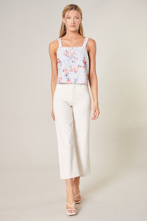 Sugarlips Rosalia Floral Eyelet Cropped Top