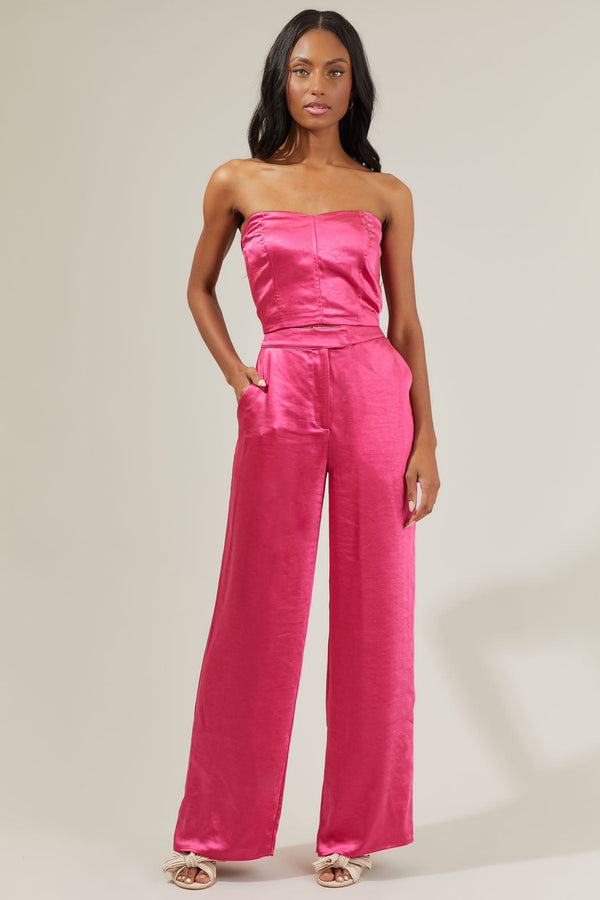 Sugarlips Rosalia Satin Strapless Crop Top