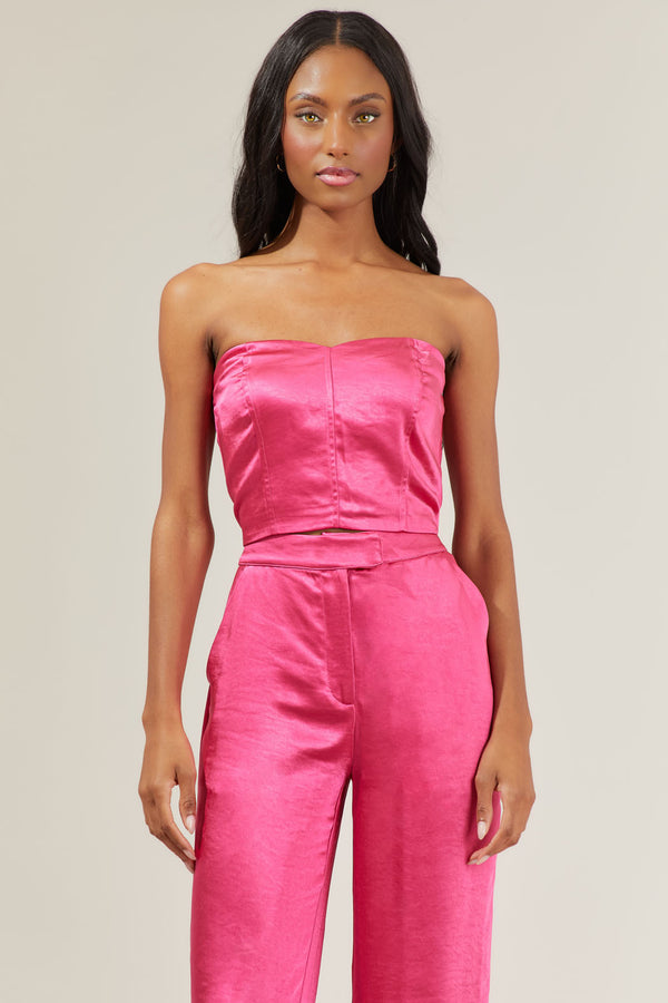 sugarlips Rosalia Satin Strapless Crop Top