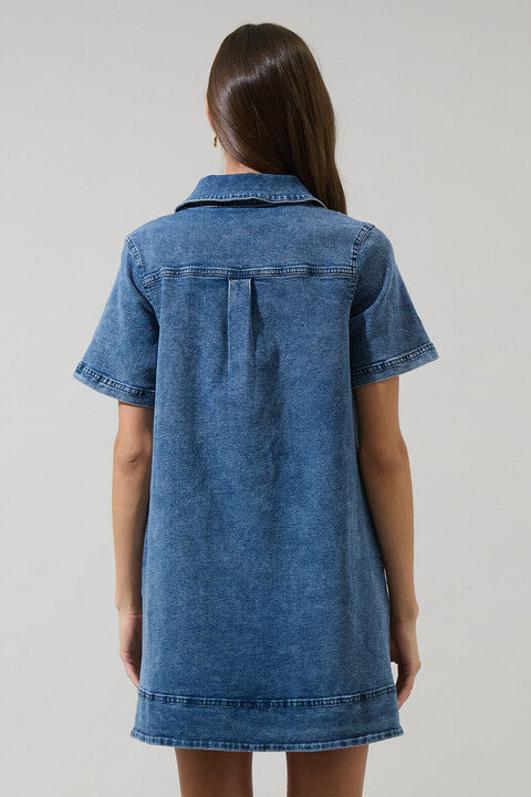 Sugarlips Rosalind Denim Shift Mini Dress