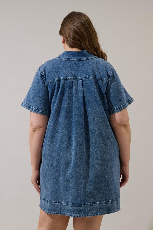 Sugarlips Rosalind Denim Shift Mini Dress Curve