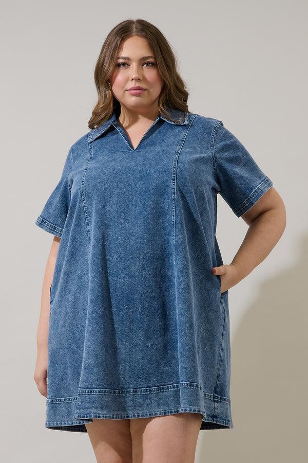 sugarlips Rosalind Denim Shift Mini Dress Curve