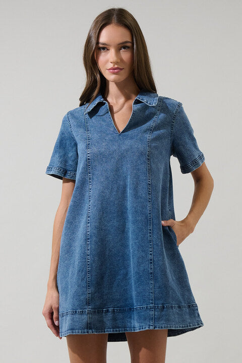 sugarlips Rosalind Denim Shift Mini Dress