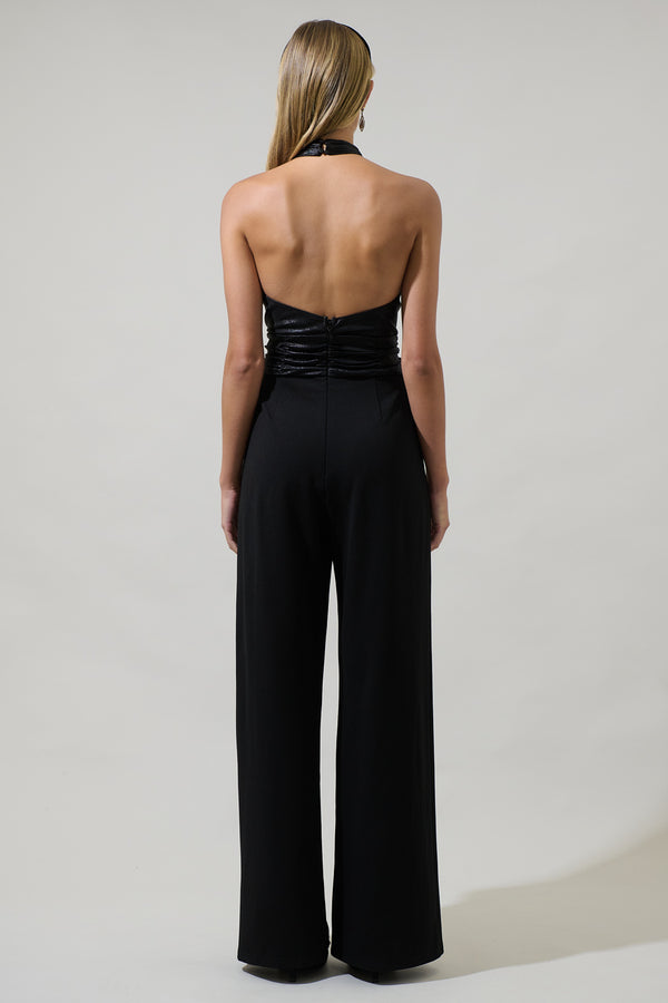 Sugarlips Rosaline Metallic Halter Neck Jumpsuit