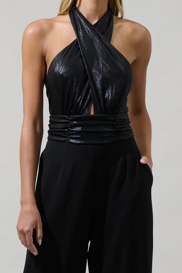 Sugarlips Rosaline Metallic Halter Neck Jumpsuit