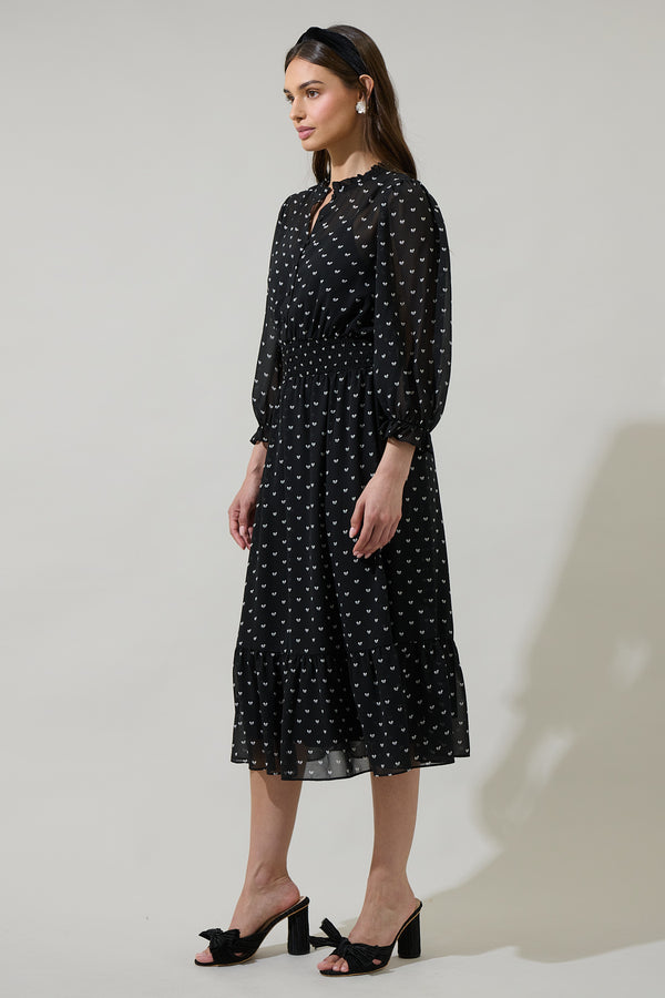 Sugarlips Rosaly Bow Irene Smocked Midi Dress