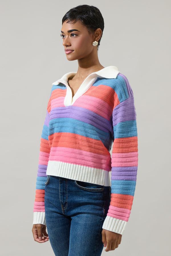 Sugarlips Roselin Striped Collared Sweater