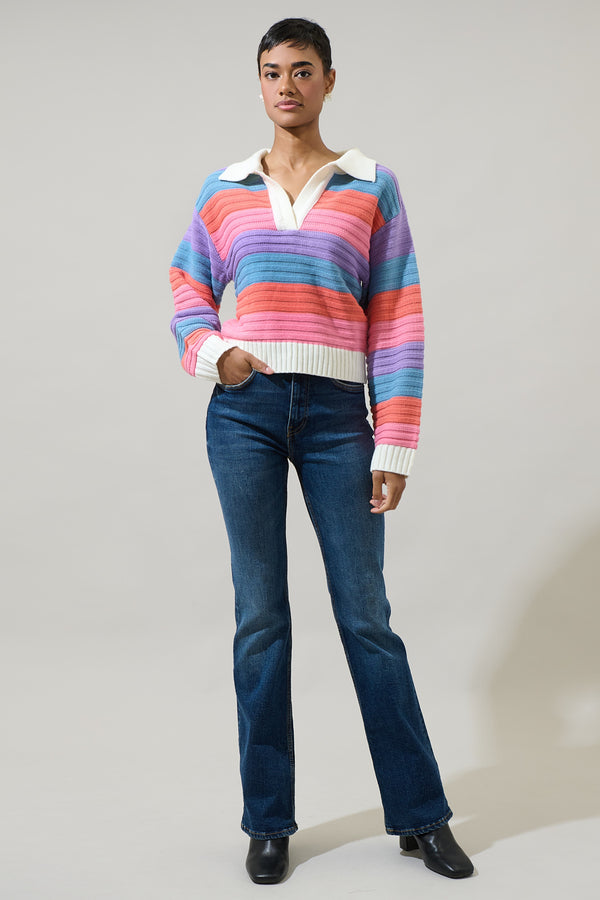 Sugarlips Roselin Striped Collared Sweater