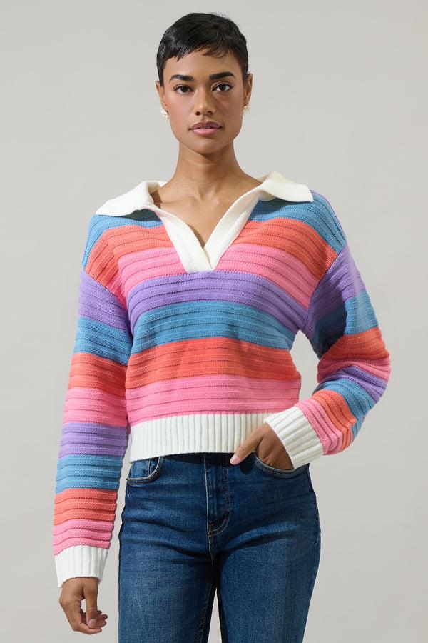 sugarlips Roselin Striped Collared Sweater