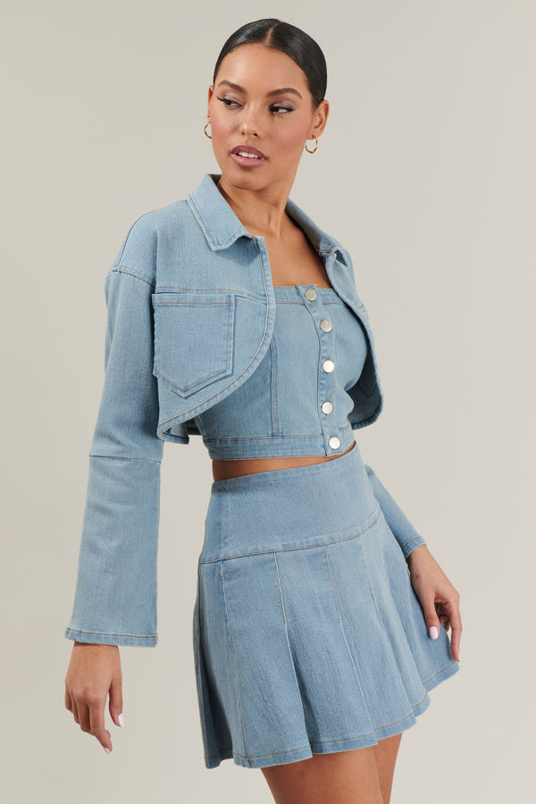 Sugarlips Roslyn Denim Bolero Cropped Jacket
