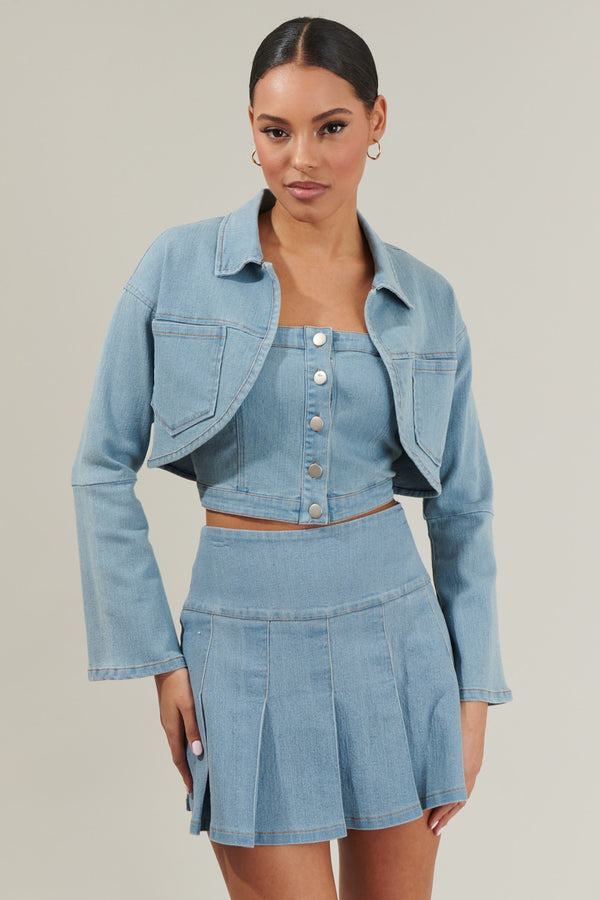 sugarlips Roslyn Denim Bolero Cropped Jacket