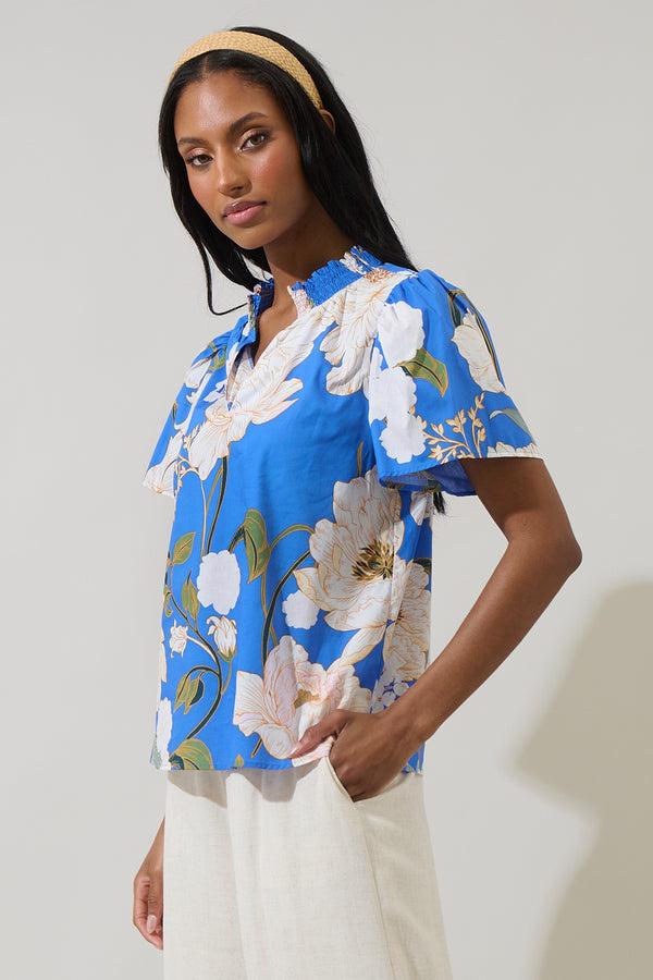 Sugarlips Roswell Floral Barcy Smocked Top
