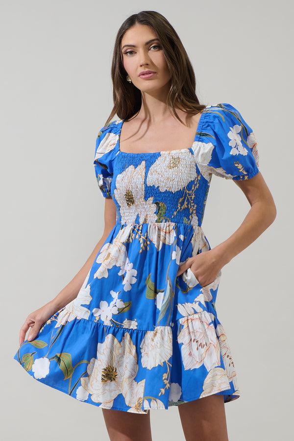 Sugarlips Roswell Floral Romiel Smocked Mini Dress