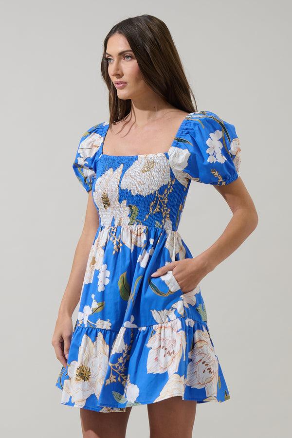 Sugarlips Roswell Floral Romiel Smocked Mini Dress