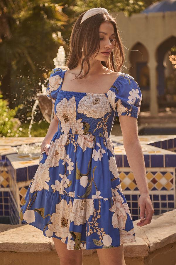 sugarlips Roswell Floral Romiel Smocked Mini Dress