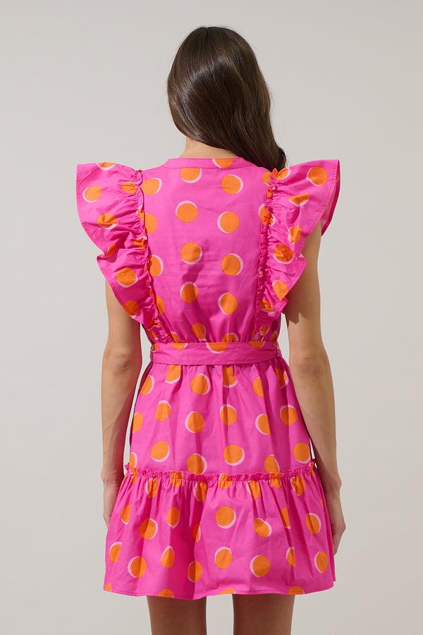 Sugarlips Rosy Polka Dot Ruffle Mini Dress