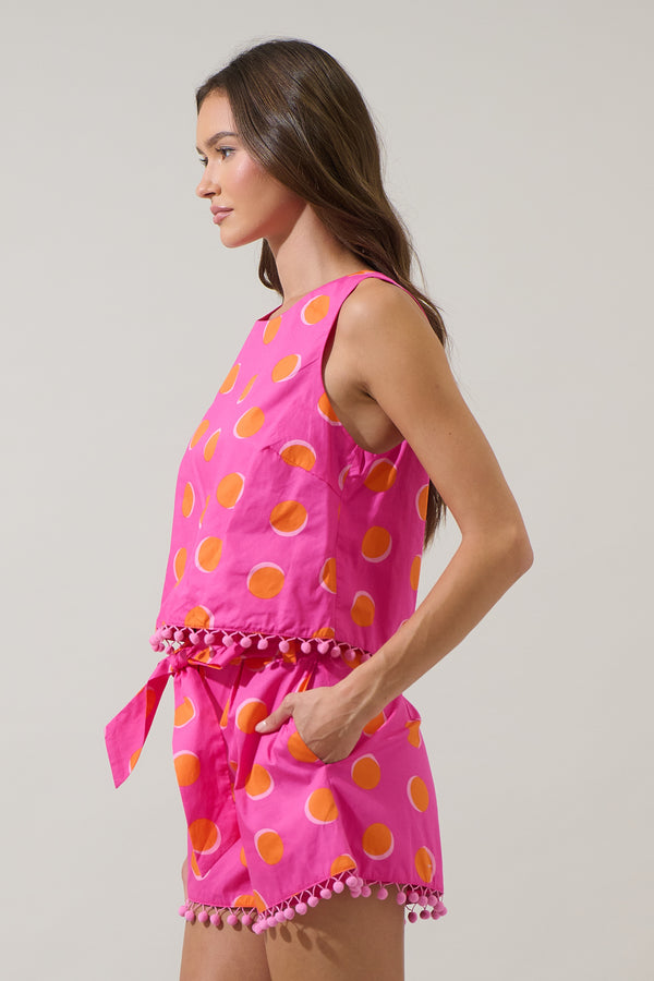 Sugarlips Rosy Polka Dot Taisy Sleeveless Top