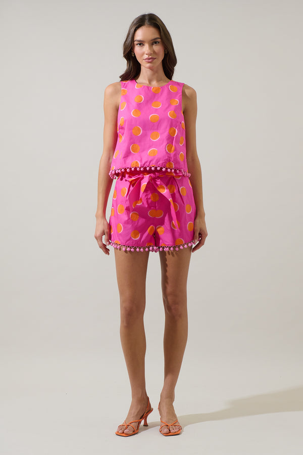 Sugarlips Rosy Polka Dot Taisy Sleeveless Top