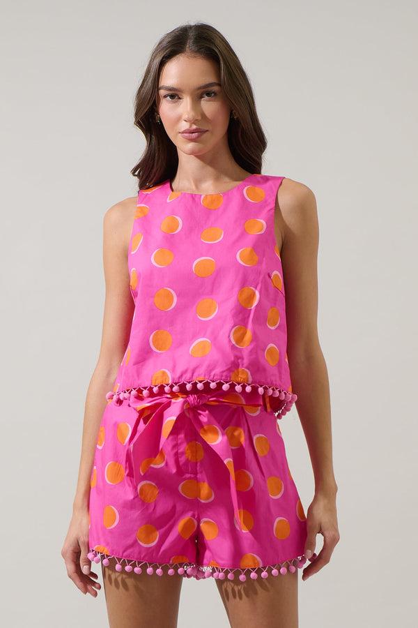 sugarlips Rosy Polka Dot Taisy Sleeveless Top