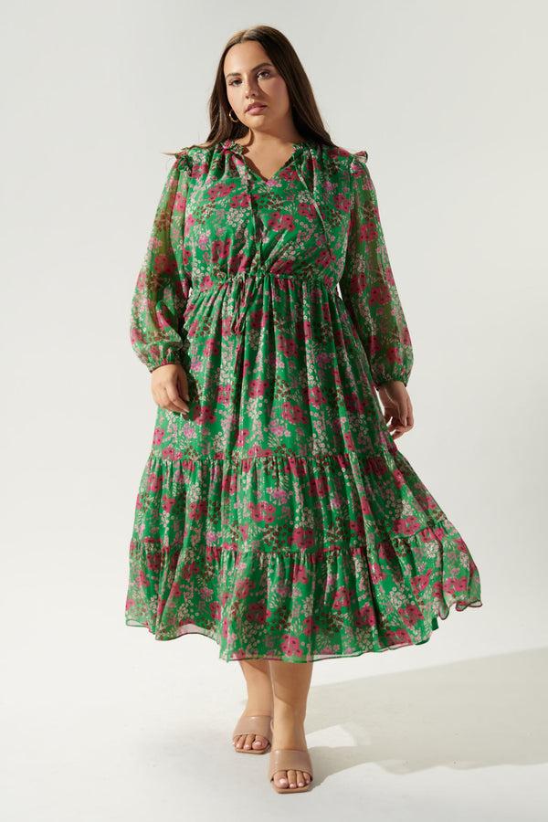 sugarlips Roxie Floral Tiered Midi Dress Curve