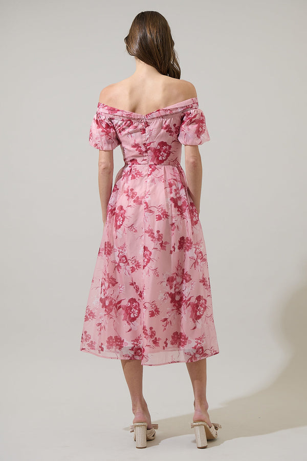 Sugarlips Roya Floral Off The Shoulder Midi Dress