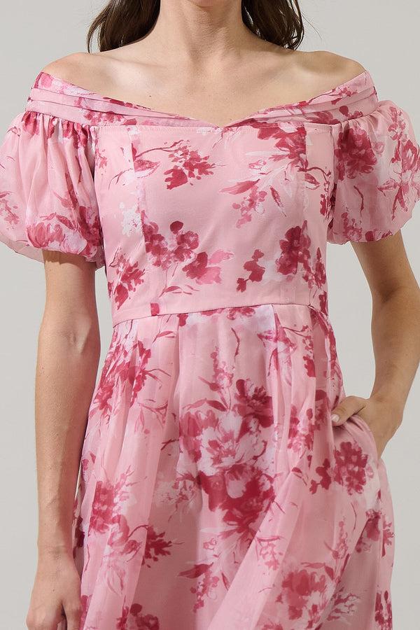 Sugarlips Roya Floral Off The Shoulder Midi Dress