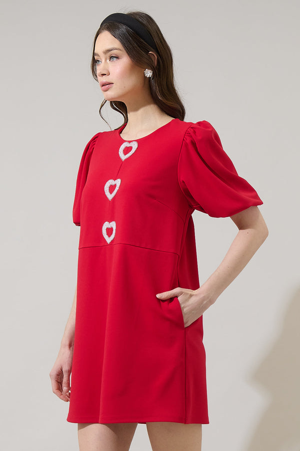 Sugarlips Ruby Heart Shift Mini Dress