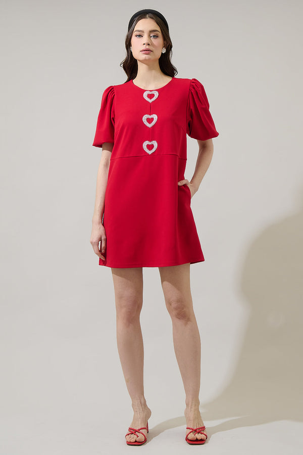 Sugarlips Ruby Heart Shift Mini Dress