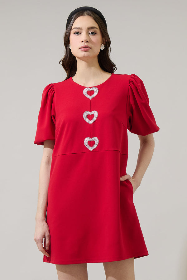 sugarlips Ruby Heart Shift Mini Dress