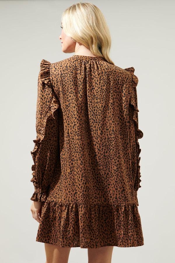 Sugarlips Ruffle Detail Sleeve A Line Henley Dress