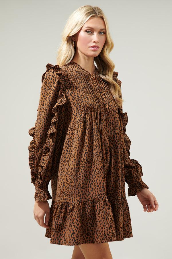 Sugarlips Ruffle Detail Sleeve A Line Henley Dress