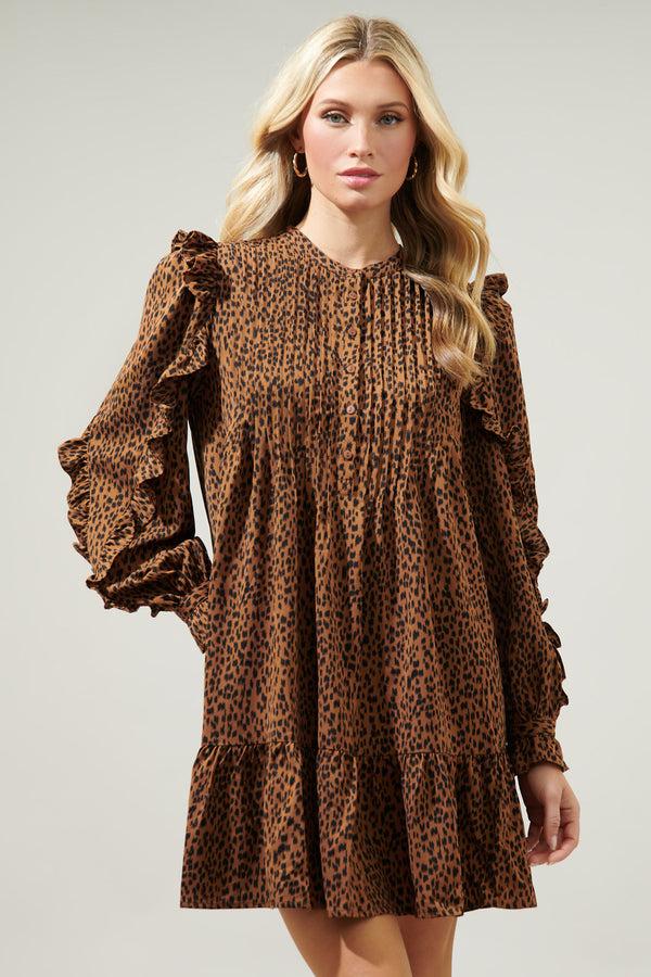 sugarlips Ruffle Detail Sleeve A Line Henley Dress