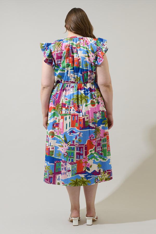 Sugarlips Rumi Town Tiarna Ruffle Midi Dress Curve