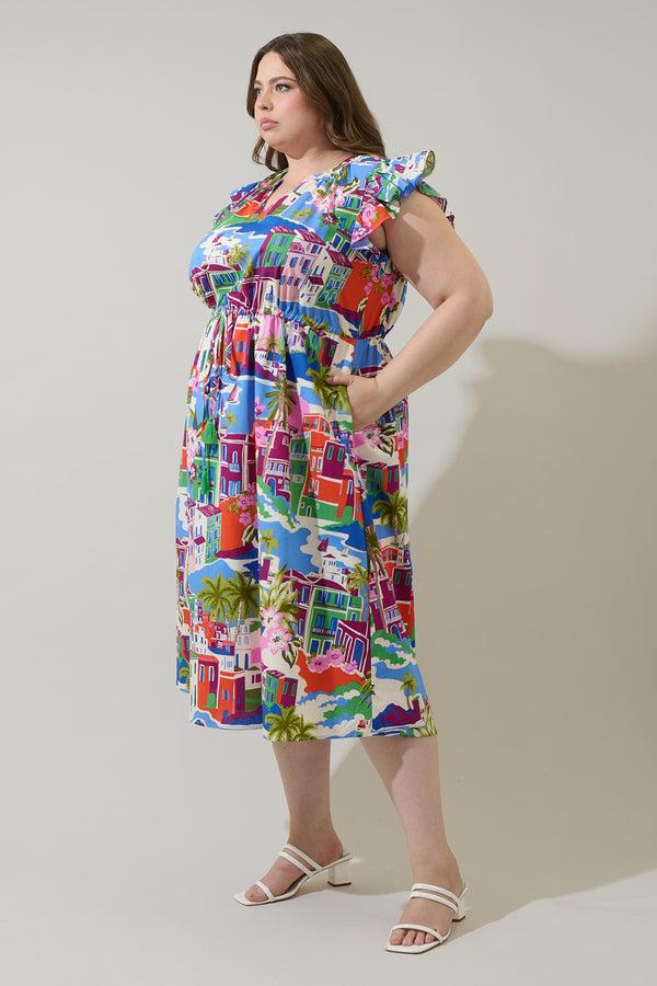 Sugarlips Rumi Town Tiarna Ruffle Midi Dress Curve