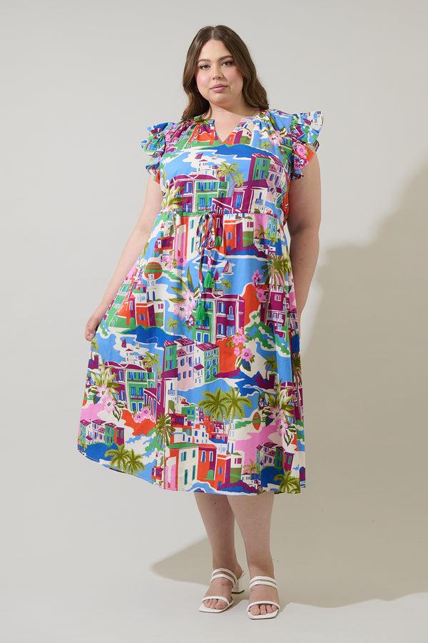 Sugarlips Rumi Town Tiarna Ruffle Midi Dress Curve