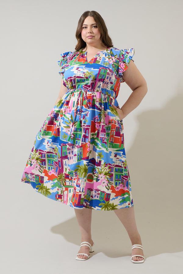 sugarlips Rumi Town Tiarna Ruffle Midi Dress Curve