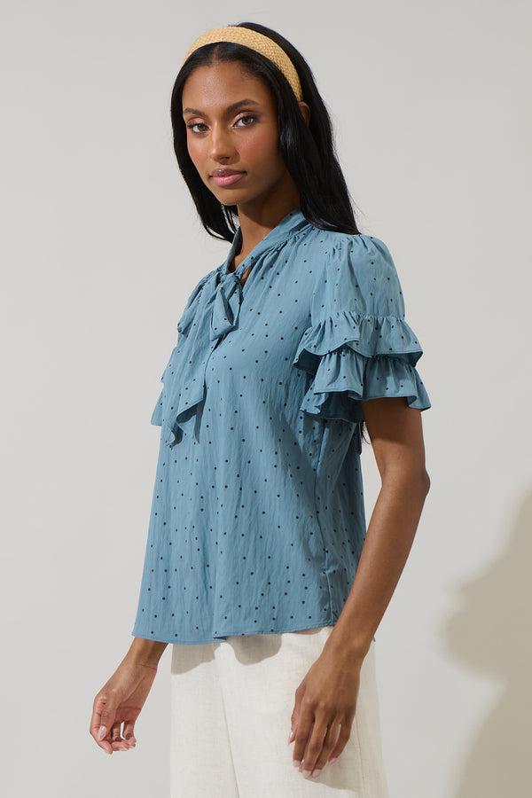 Sugarlips Runel Dot Tie Neck Bianca Blouse