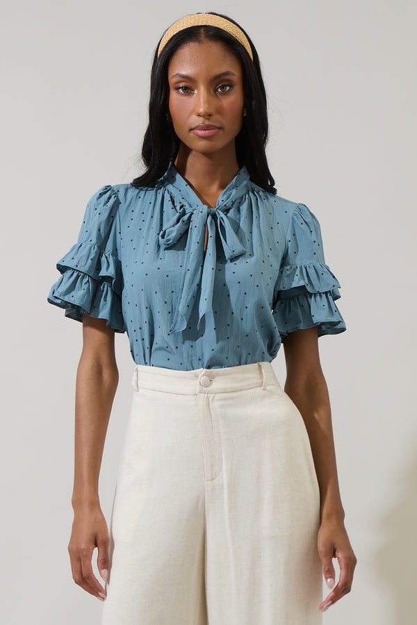 sugarlips Runel Dot Tie Neck Bianca Blouse