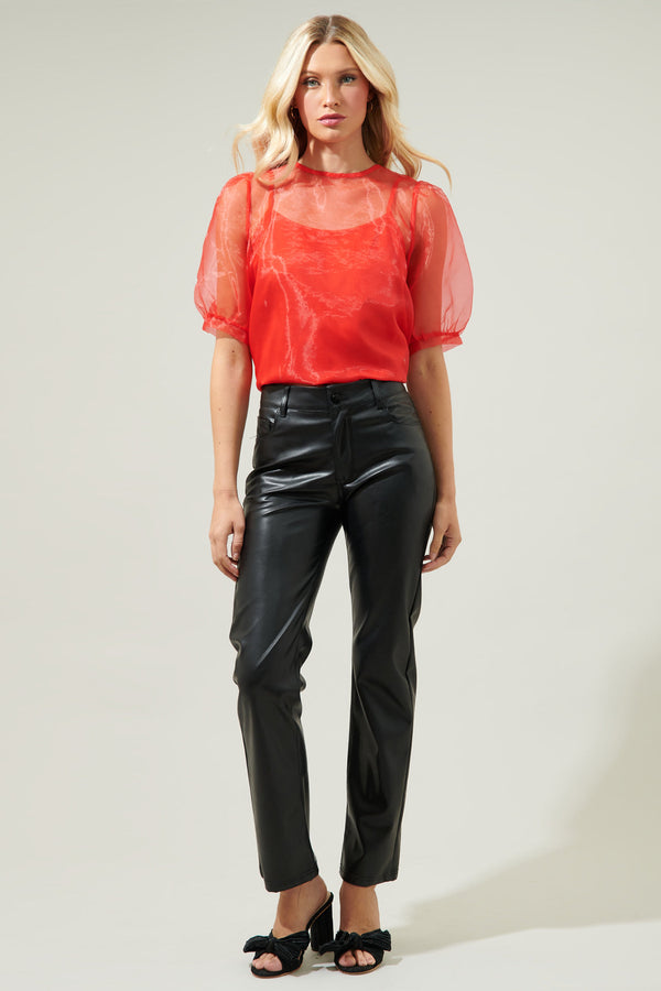 Sugarlips Sabrina Organza Bow Puff Sleeve Top